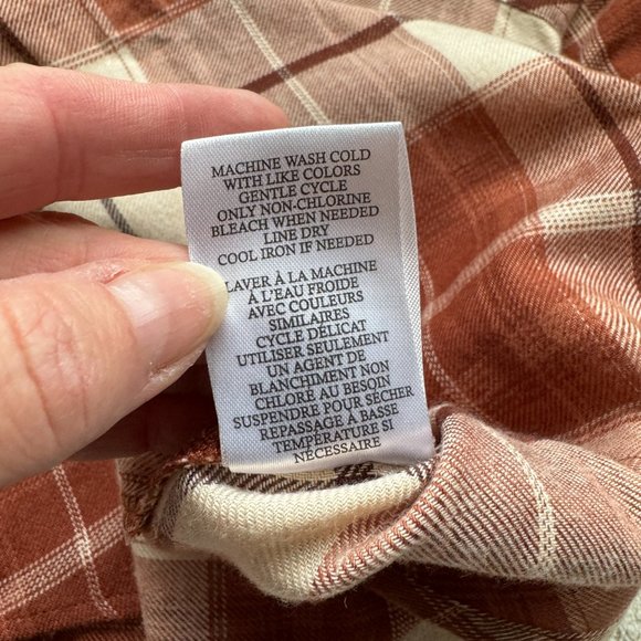 NWT! Como Vintage Soft Flannel Shirt in Clay and Ivory Plaid - Picture 8 of 8